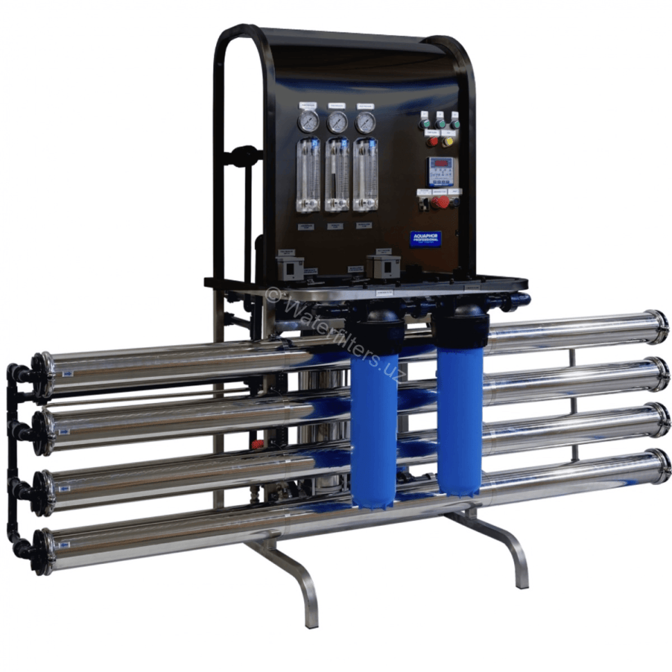 Система обратного осмоса AQUAPHOR APRO-L-2000-CF-32X-G-D-F-5 Short Black (дозатор GRUNDFOS, PLC Createc)